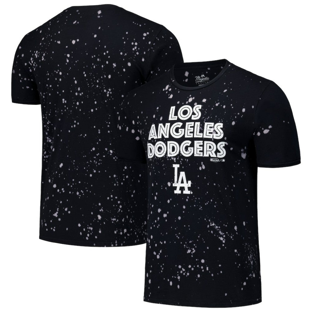 Los Angeles Dodgers Majestic Threads Splatter T-Shirt - Black/White