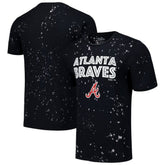 Atlanta Braves Majestic Threads Splatter T-Shirt - Black/White