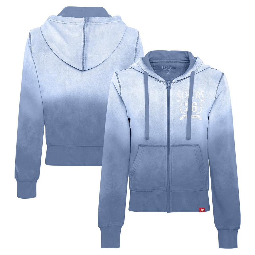 Philadelphia 76ers Sportiqe Women's Carli Sun Fade Full-Zip Hoodie - Blue sale