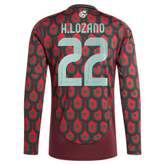 Hirving Lozano Mexico National Team 2024 Home Replica Player Long Sleeve Jersey - Burgundy | Adidas discount