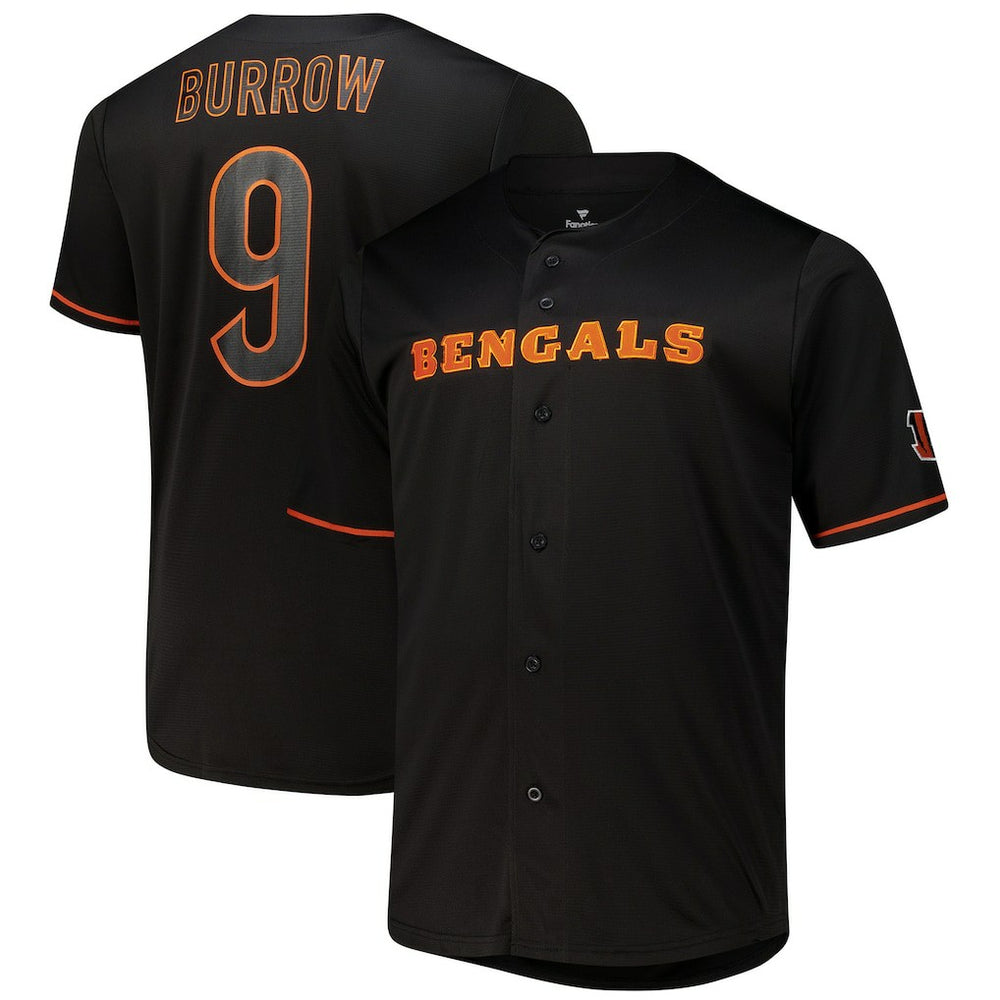 Joe Burrow Cincinnati Bengals Big & Tall Baseball Button-Up Shirt - Black outlet