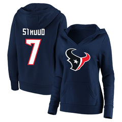 C.J. Stroud Houston Texans Women's Plus Size Player Name & Number V-Neck Pullover Hoodie - Navy on sale