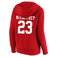 Christian McCaffrey San Francisco 49ers Women's Plus Size Player Name & Number V-Neck Pullover Hoodie - Scarlet outlet