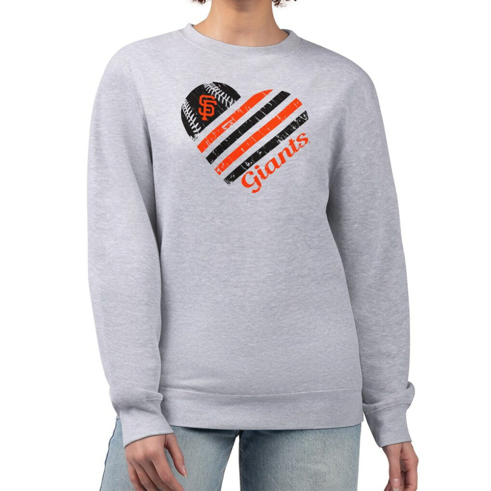 San Francisco Giants G-III 4Her by Carl Banks Women's Heart Logo Fleece Pullover Sweatshirt - Heather Gray
