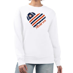 Houston Astros G-III 4Her by Carl Banks Women's Heart Logo Fleece Pullover Sweatshirt - White
