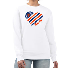 New York Mets G-III 4Her by Carl Banks Women's Heart Logo Fleece Pullover Sweatshirt - White