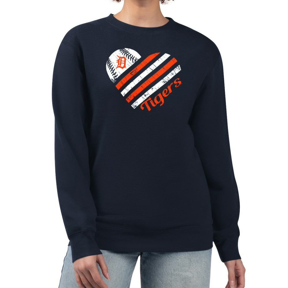 Detroit Tigers G-III 4Her by Carl Banks Women's Heart Logo Fleece Pullover Sweatshirt - Navy