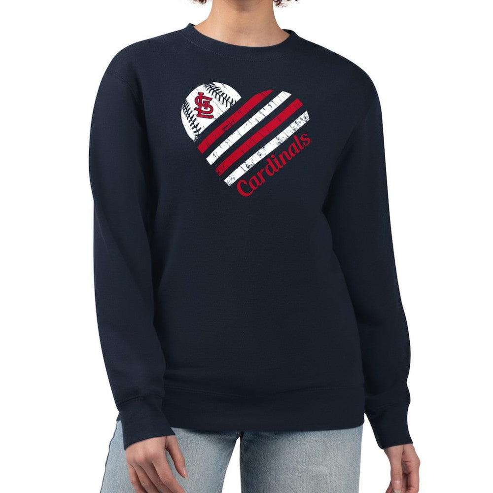 St. Louis Cardinals G-III 4Her by Carl Banks Women's Heart Logo Fleece Pullover Sweatshirt - Navy