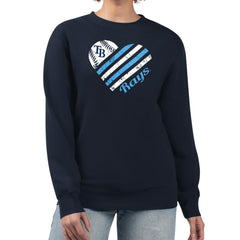 Tampa Bay Rays G-III 4Her by Carl Banks Women's Heart Logo Fleece Pullover Sweatshirt - Navy