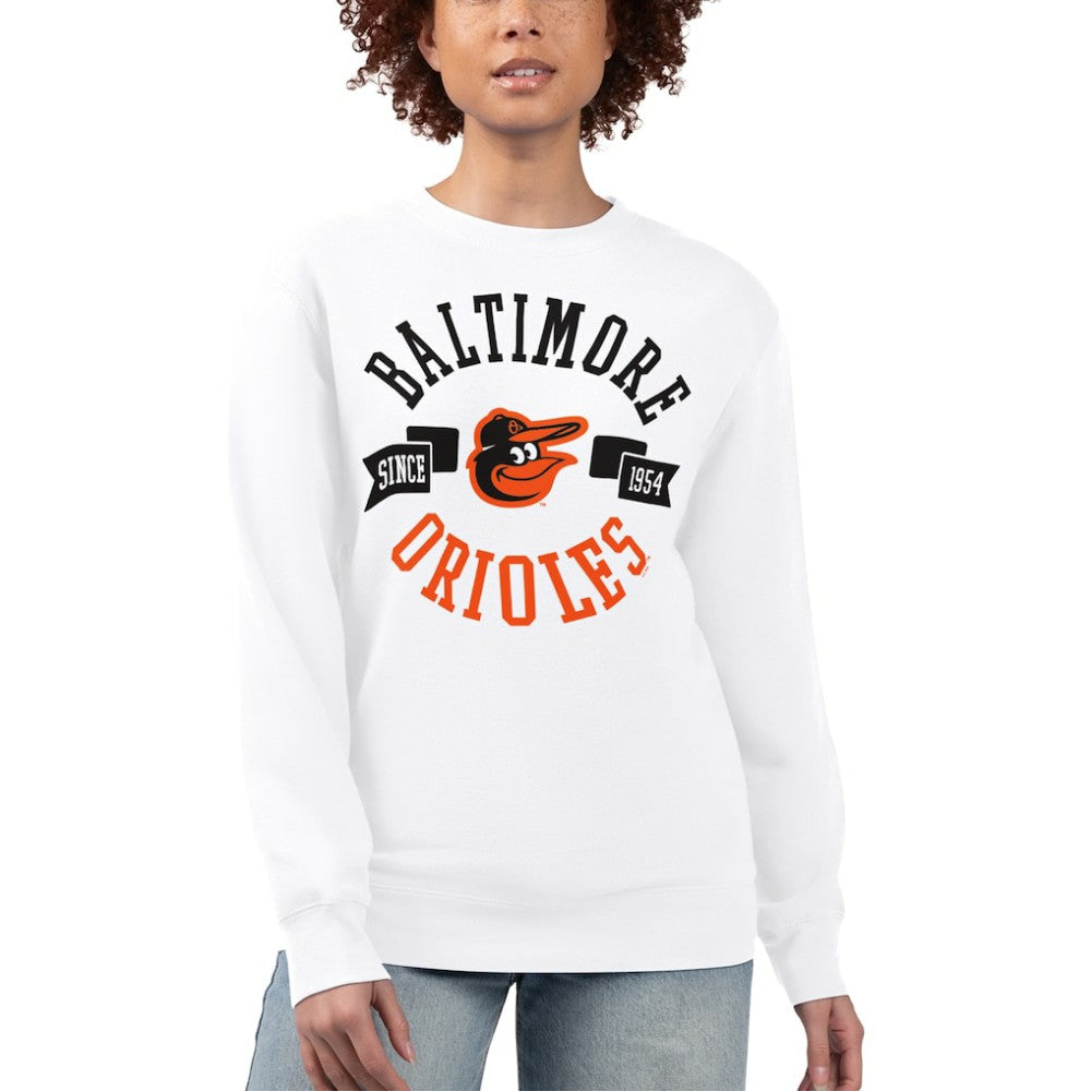 Baltimore Orioles G-III 4Her by Carl Banks Women's Team Logo Fleece Pullover Sweatshirt - White