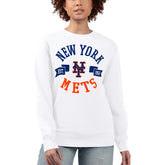 New York Mets G-III 4Her by Carl Banks Women's Team Logo Fleece Pullover Sweatshirt - White