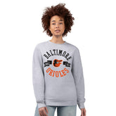 Baltimore Orioles G-III 4Her by Carl Banks Women's Team Logo Fleece Pullover Sweatshirt - Heather Gray