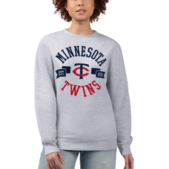Minnesota Twins G-III 4Her by Carl Banks Women's Team Logo Fleece Pullover Sweatshirt - Heather Gray