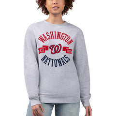 Washington Nationals G-III 4Her by Carl Banks Women's Team Logo Fleece Pullover Sweatshirt - Heather Gray
