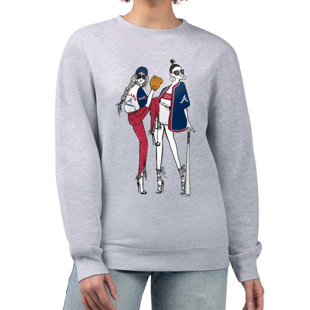 Atlanta Braves G-III 4Her by Carl Banks Women's Baseball Girls Fleece Pullover Sweatshirt - Heather Gray