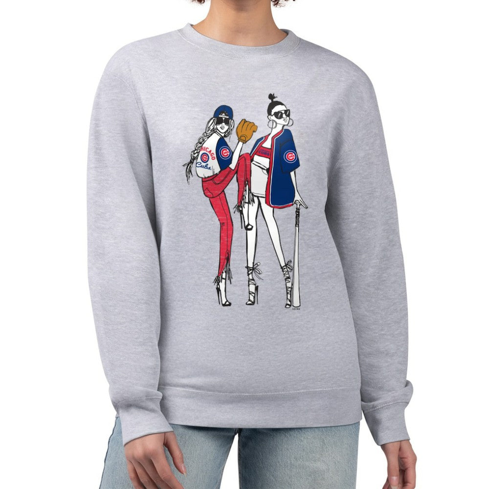 Chicago Cubs G-III 4Her by Carl Banks Women's Baseball Girls Fleece Pullover Sweatshirt - Heather Gray