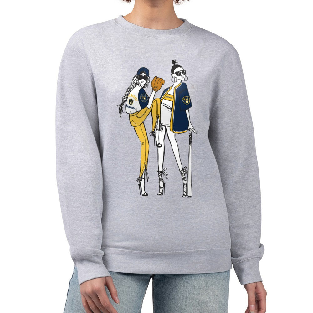 Milwaukee Brewers G-III 4Her by Carl Banks Women's Baseball Girls Fleece Pullover Sweatshirt - Heather Gray