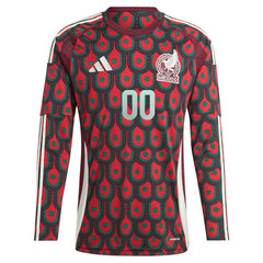 Mexico National Team 2024 Home Replica Custom Long Sleeve Jersey - Burgundy | Adidas cheap