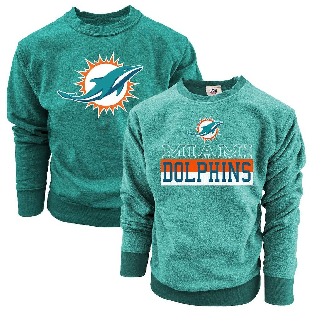 Miami Dolphins Wes & Willy Youth Reversible Fleece Pullover Sweatshirt - Aqua sale