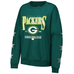 Green Bay Packers Gameday Couture Women's Rhinestone Star Sleeve Settle the Score Oversized Pullover Sweatshirt - Green cheap