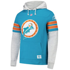 Miami Dolphins '47 Throwback Double Header Blitz Cornerback Hoodie - Aqua sale