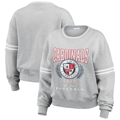 St. Louis Cardinals WEAR by Erin Andrews Women's Domestic Crest Pullover Sweatshirt - Heather Gray