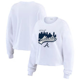 Atlanta Braves WEAR by Erin Andrews Women's Domestic Postcard Long Sleeve T-Shirt - White