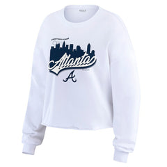 Atlanta Braves WEAR by Erin Andrews Women's Domestic Postcard Long Sleeve T-Shirt - White