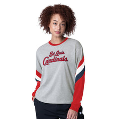 St. Louis Cardinals Starter Women's Triple A Fashion Color Block Long Sleeve Top - Heather Gray
