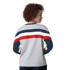 Atlanta Braves Starter Women's Triple A Fashion Color Block Long Sleeve Top - Heather Gray