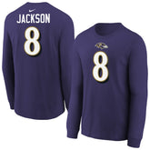 Lamar Jackson Baltimore Ravens Youth Player Name & Number Long Sleeve T-Shirt - Purple | Nike sale