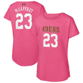 Christian McCaffrey San Francisco 49ers Girls Youth Player Name & Number T-Shirt - Pink on sale