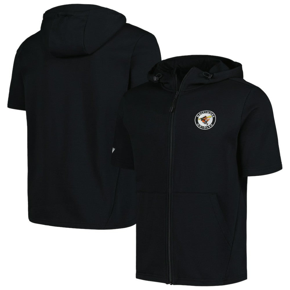 Baltimore Orioles Levelwear Recruit Short Sleeve Full-Zip Hoodie - Black