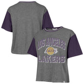 Los Angeles Lakers '47 Women's Rise Clubhouse Ziggy Color Block T-Shirt - Gray | 47 brand shop
