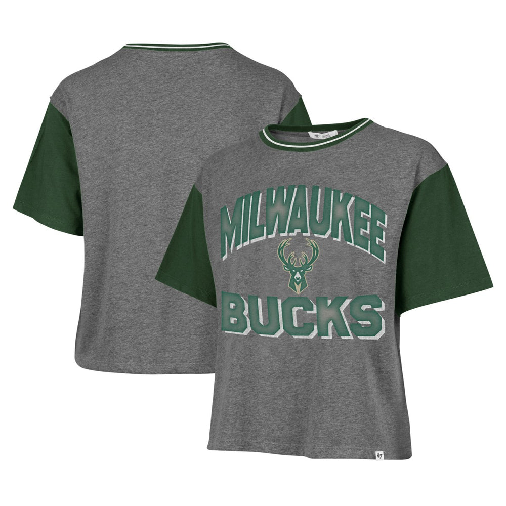 Milwaukee Bucks '47 Women's Rise Clubhouse Ziggy Color Block T-Shirt - Gray | 47 brand outlet