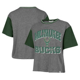 Milwaukee Bucks '47 Women's Rise Clubhouse Ziggy Color Block T-Shirt - Gray | 47 brand outlet