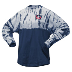 Columbus Blue Jackets Spirit Jersey Unisex Crystal Half Dye Long Sleeve T-Shirt Navy