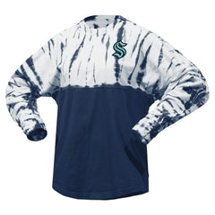 Seattle Kraken Spirit Jersey Unisex Crystal Half Dye Long Sleeve T-Shirt Deep Sea Blue