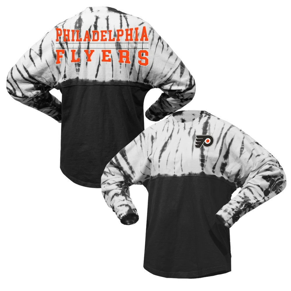 Philadelphia Flyers Spirit Jersey Unisex Crystal Half Dye Long Sleeve T-Shirt Black