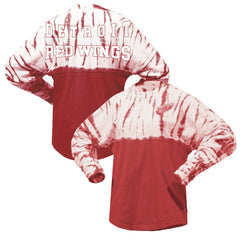 Detroit Red Wings Spirit Jersey Unisex Crystal Half Dye Long Sleeve T-Shirt Red