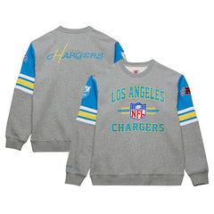 Los Angeles Chargers All Over 4.0 Vintage Logo Pullover Sweatshirt - Heather Gray sale