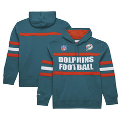 Miami Dolphins Vintage Logo Head Coach Fleece Pullover Hoodie - Aqua for sale