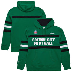 New York Jets Vintage Logo Head Coach Fleece Pullover Hoodie - Kelly Green discount