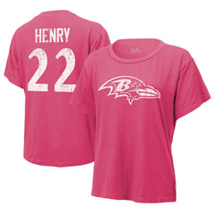 Derrick Henry Baltimore Ravens Majestic Threads Women's Name & Number T-Shirt - Pink for sale