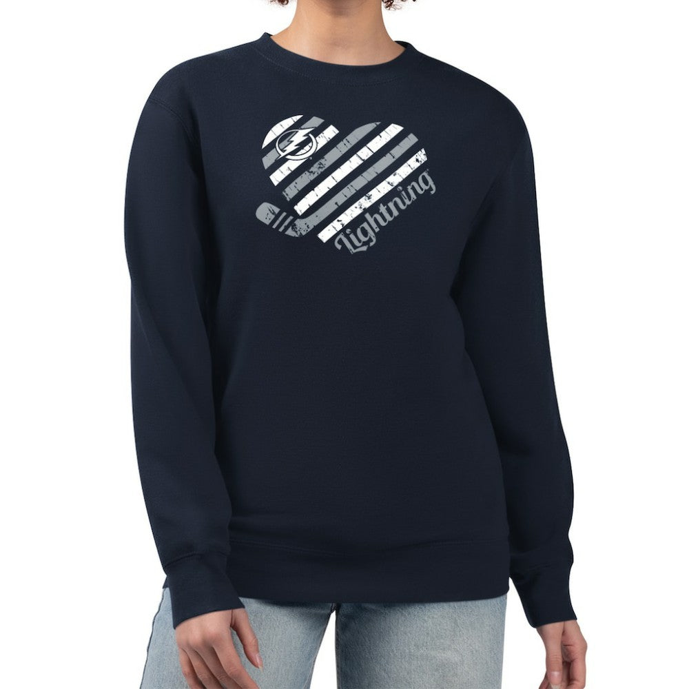 Tampa Bay Lightning G-III 4Her by Carl Banks Women's Heart Graphic Pullover Sweatshirt Navy