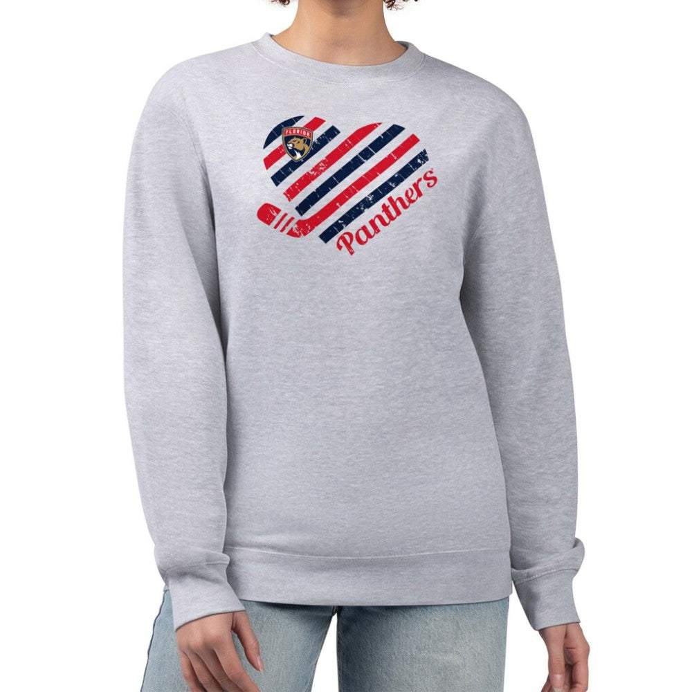 Florida Panthers G-III 4Her by Carl Banks Women's Heart Graphic Pullover Sweatshirt Heather Gray