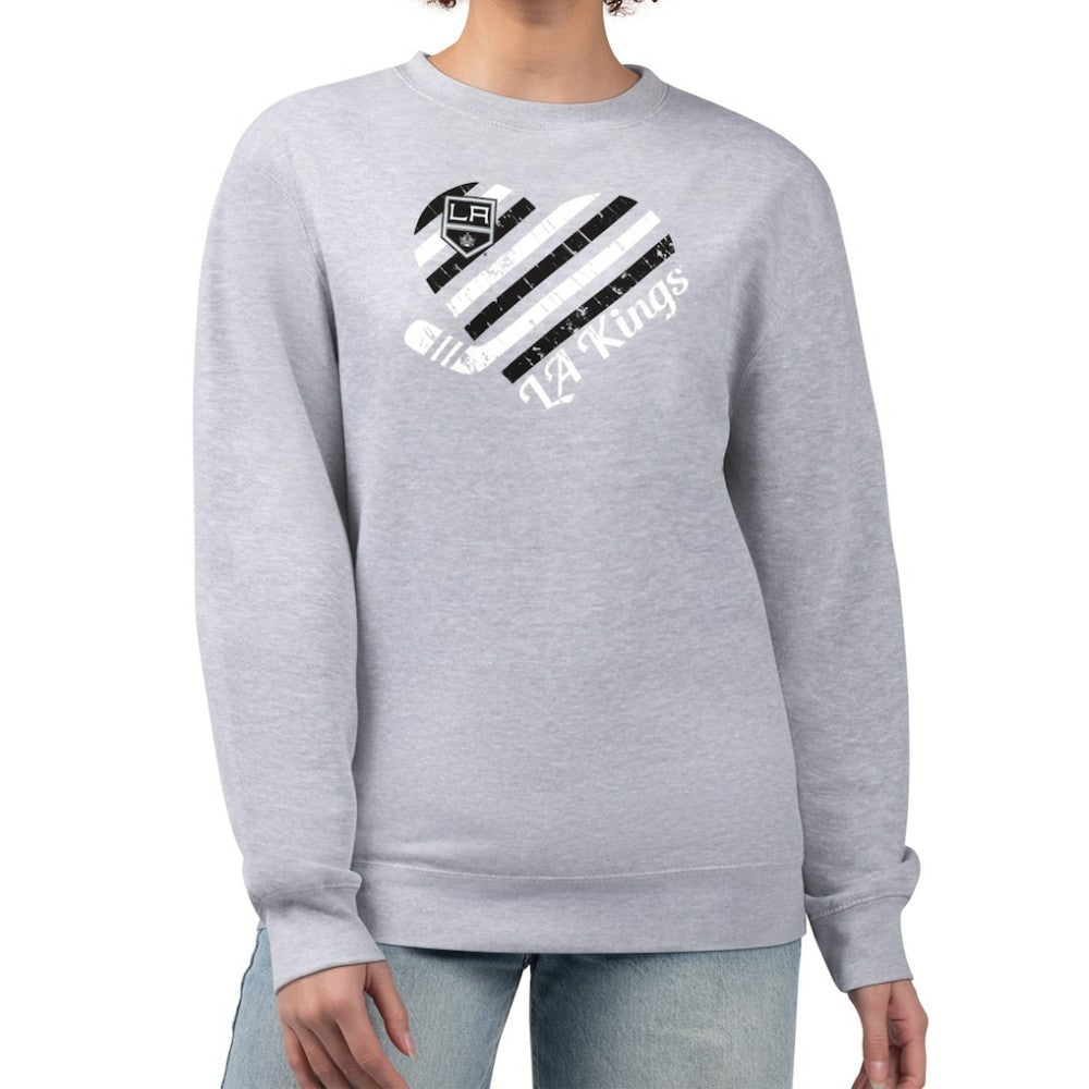 Los Angeles Kings G-III 4Her by Carl Banks Women's Heart Graphic Pullover Sweatshirt Heather Gray