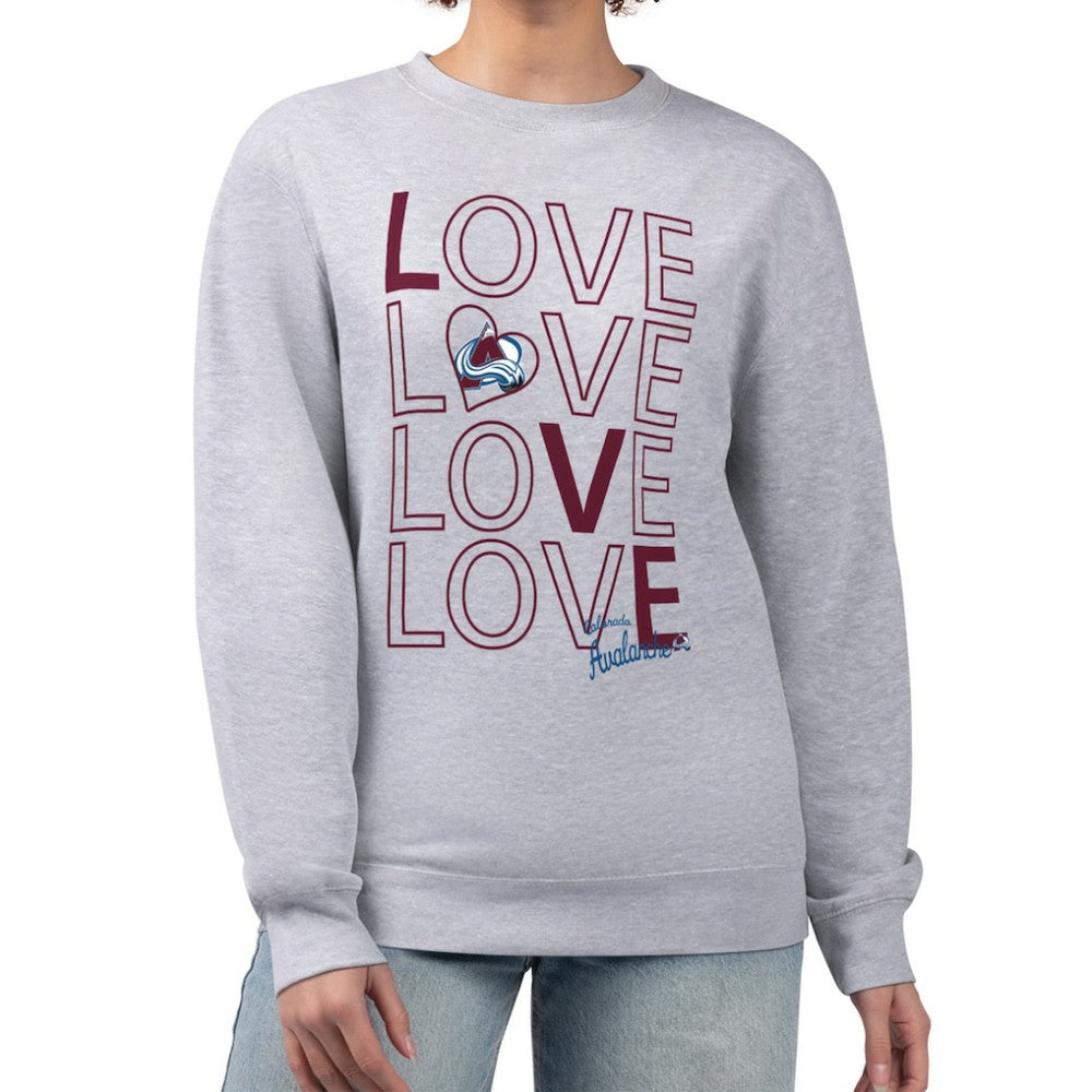 Colorado Avalanche G-III 4Her by Carl Banks Women's Lots Of Love Team Logo Graphic Pullover Sweatshirt Heather Gray
