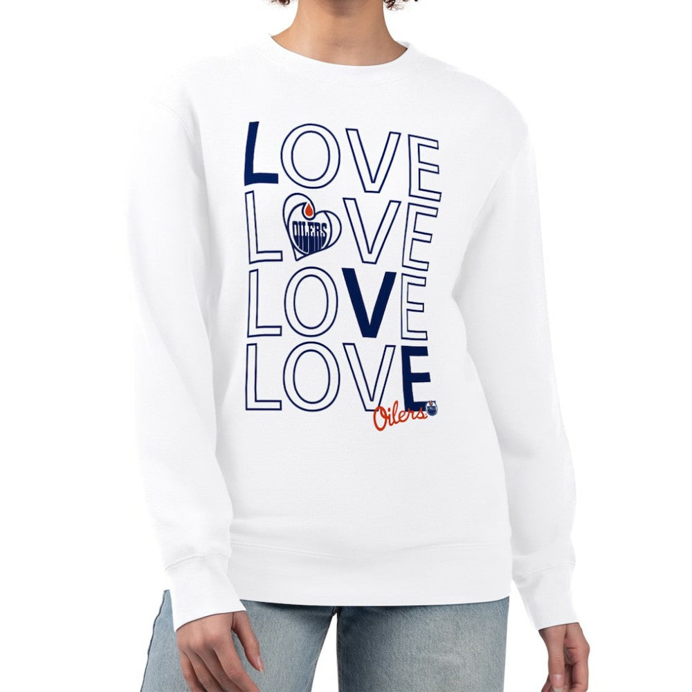 Edmonton Oilers G-III 4Her by Carl Banks Women's Lots Of Love Team Logo Graphic Pullover Sweatshirt White