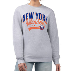 New York Islanders G-III 4Her by Carl Banks Women's Filigree Team Graphic Fleece Pullover Sweatshirt Heather Gray